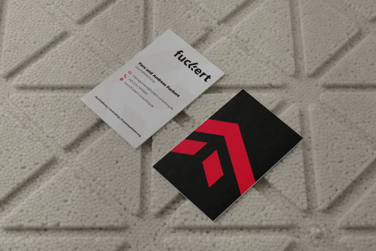 Brand-Design für Fuckert Consulting, Darstellung einer Visitenkarten